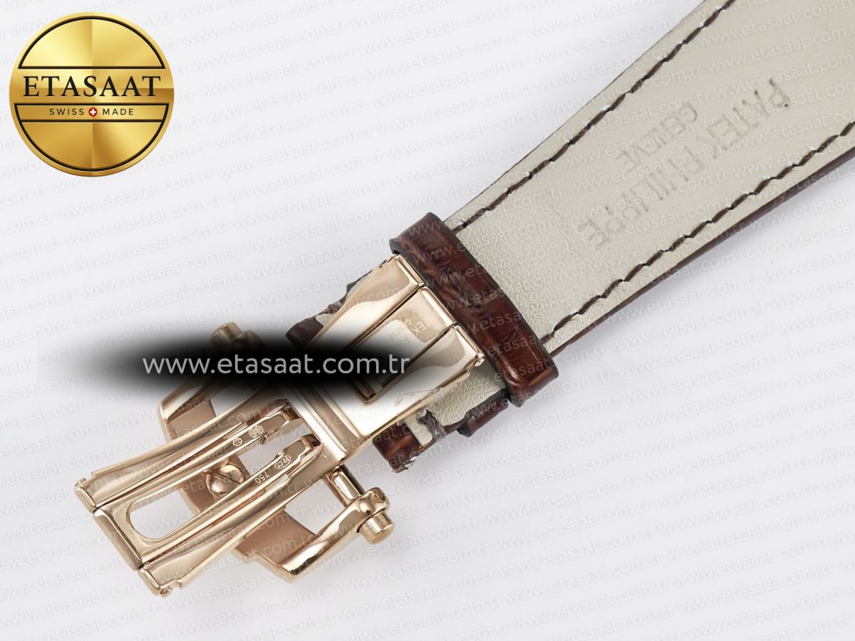 Patek Philippe Nautilus 5980 RG Blue Dial on on Brown Leather Strap A7750 - Görsel 24