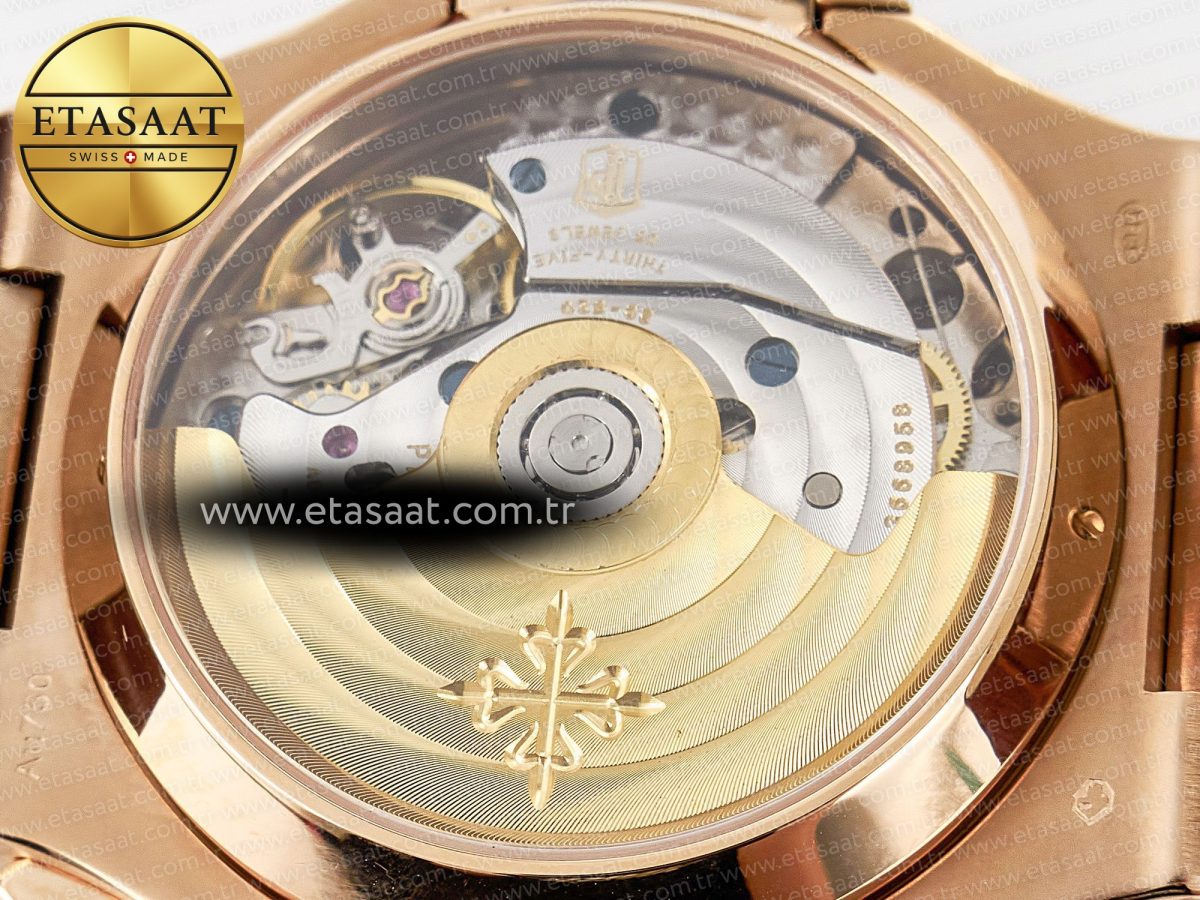 Patek Philippe Nautilus 5980 RG Brown/SS Dial on Brown Leather Strap A7750 - Görsel 16