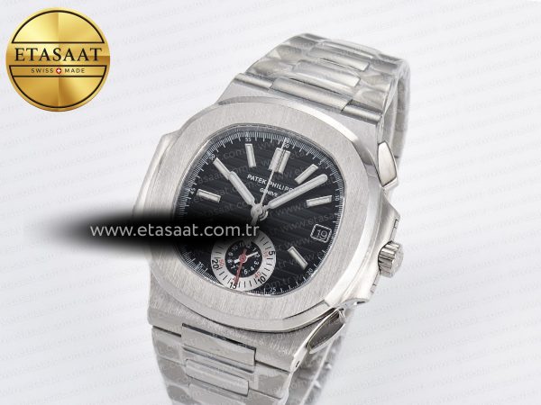 Patek Philippe Nautilus 5980 SS Black Dial on SS Bracelet A7750