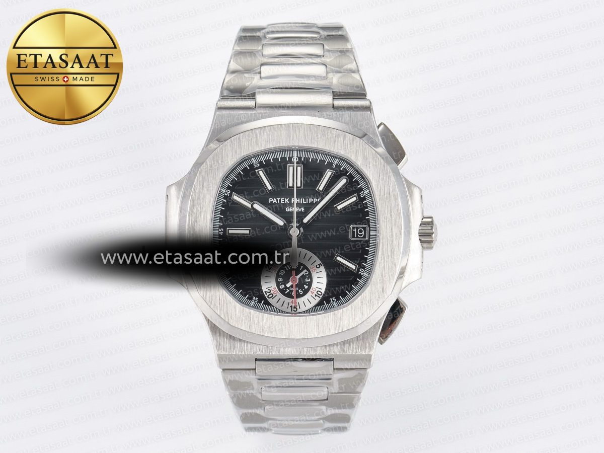 Patek Philippe Nautilus 5980 SS Black Dial on SS Bracelet A7750 - Görsel 3