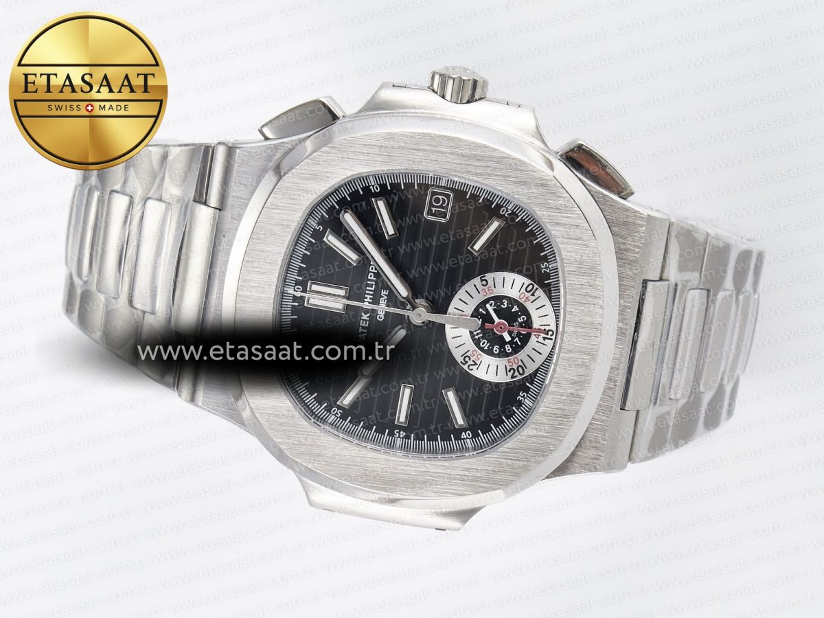Patek Philippe Nautilus 5980 SS Black Dial on SS Bracelet A7750 - Görsel 9