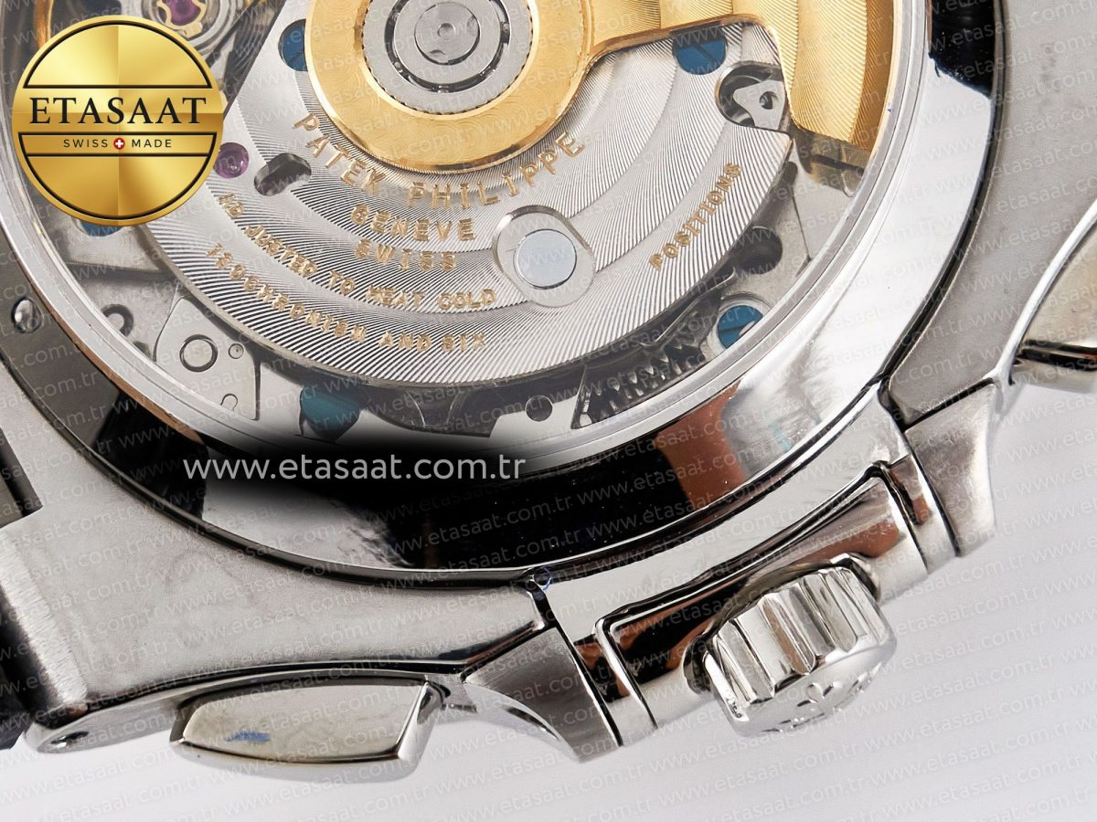 Patek Philippe Nautilus 5980 SS Black/SS Dial on on Black Leather Strap A7750 - Görsel 18