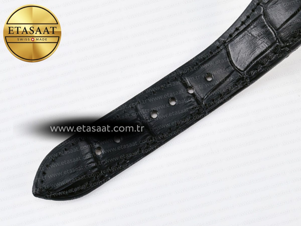Patek Philippe Nautilus 5980 SS Black/SS Dial on on Black Leather Strap A7750 - Görsel 22