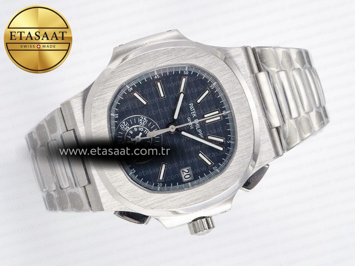 Patek Philippe Nautilus 5980 SS Blue Dial on SS Bracelet A7750 - Görsel 8