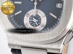 Patek Philippe Nautilus 5980 SS Blue/SS Dial on on Black Leather Strap A7750 - Görsel 12
