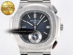 Patek Philippe Nautilus 5980 SS Blue/SS Dial on on Black Leather Strap A7750 - Görsel 4