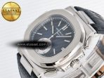 Patek Philippe Nautilus 5980 SS Blue/SS Dial on on Black Leather Strap A7750 - Görsel 6
