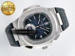 Patek Philippe Nautilus 5980 SS Blue/SS Dial on on Black Leather Strap A7750 - Görsel 8