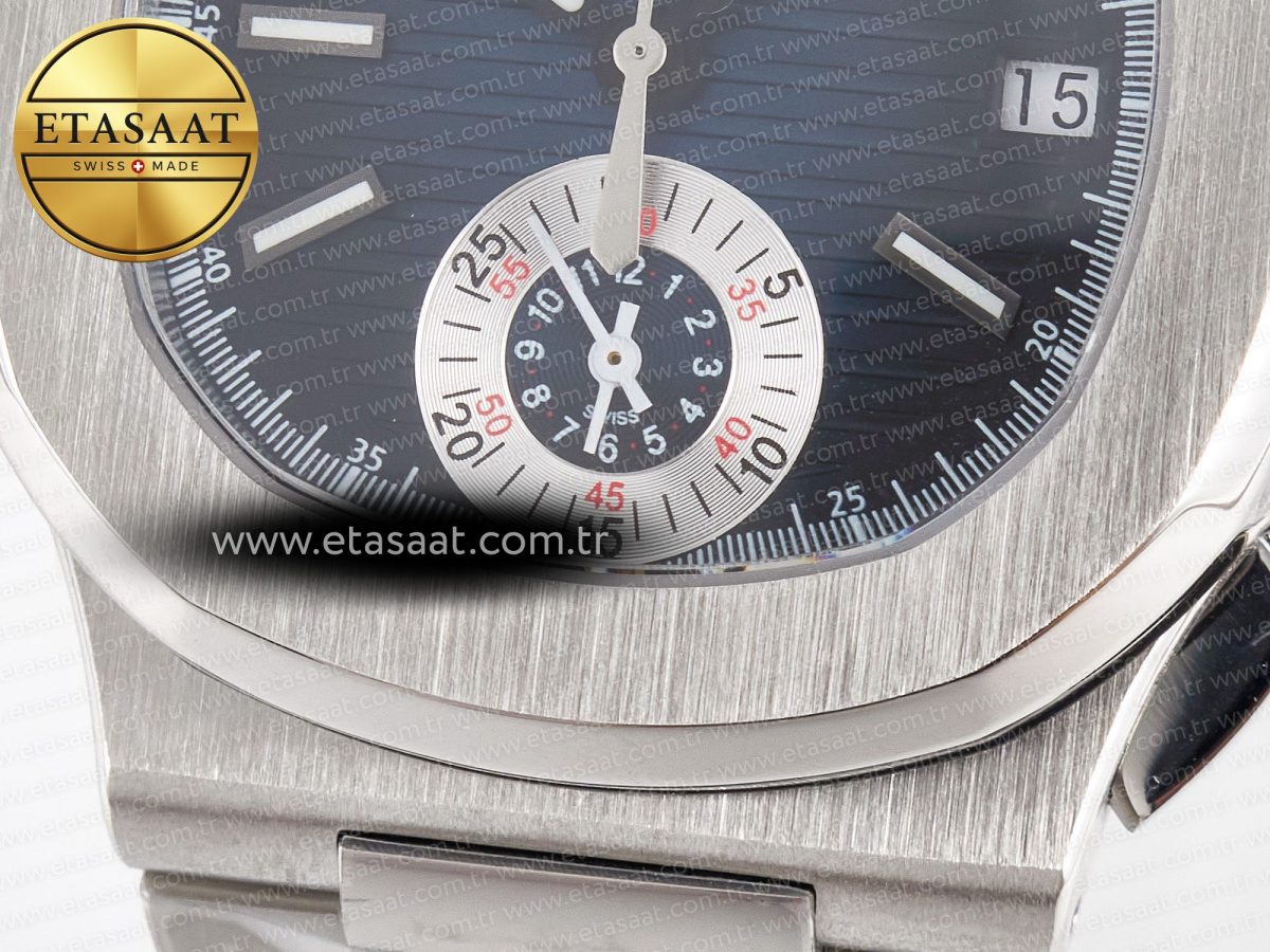 Patek Philippe Nautilus 5980 Blue/SS Dial on SS Bracelet A7750 - Görsel 12