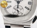 Patek Philippe Nautilus 5980 SS White Dial on on Black Leather Strap A7750 - Görsel 12