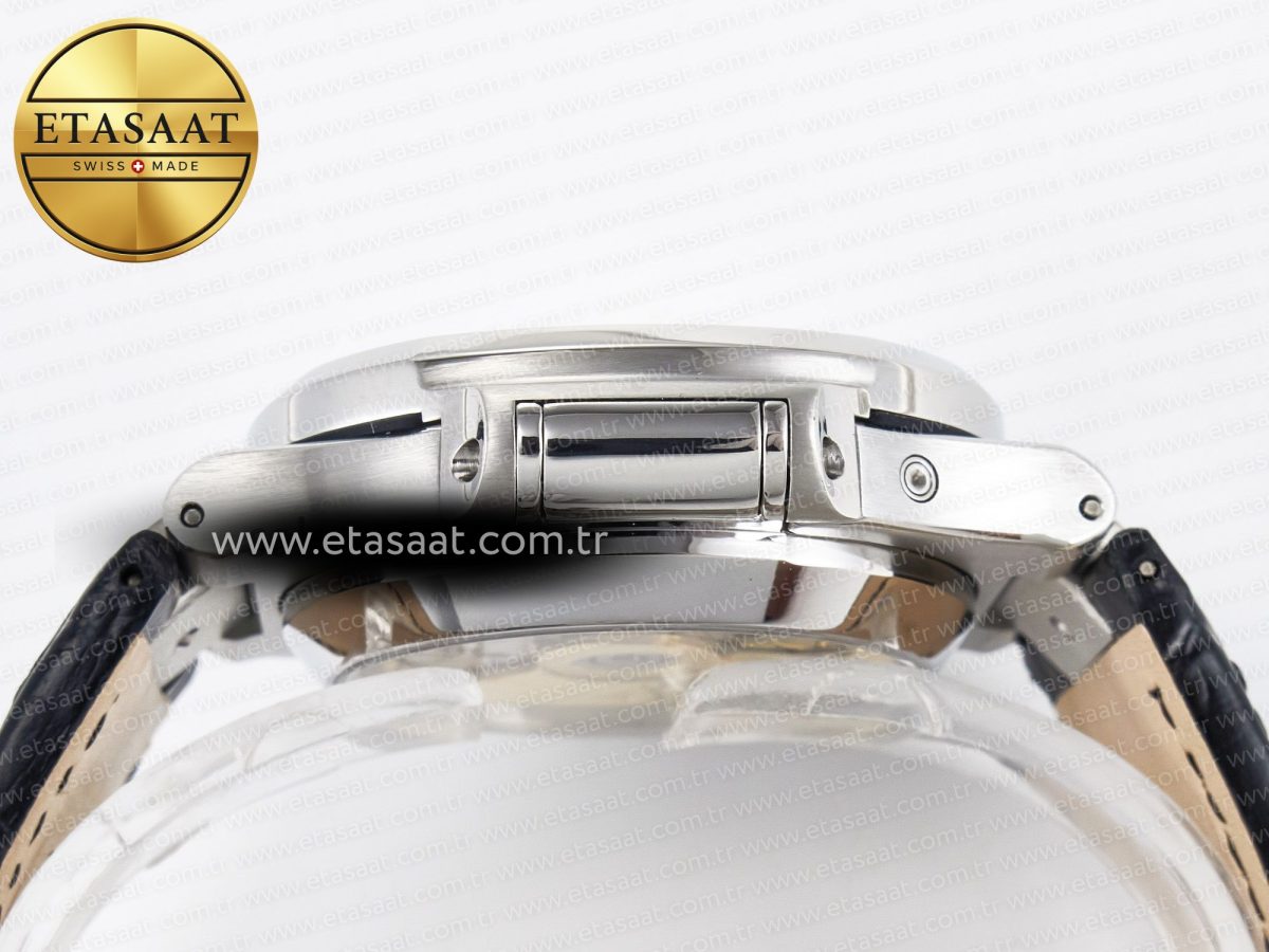 Patek Philippe Nautilus 5980 SS White Dial on on Black Leather Strap A7750 - Görsel 13