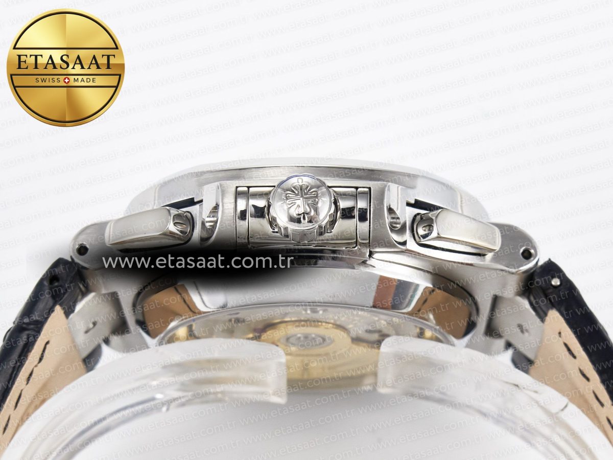 Patek Philippe Nautilus 5980 SS White Dial on on Black Leather Strap A7750 - Görsel 14