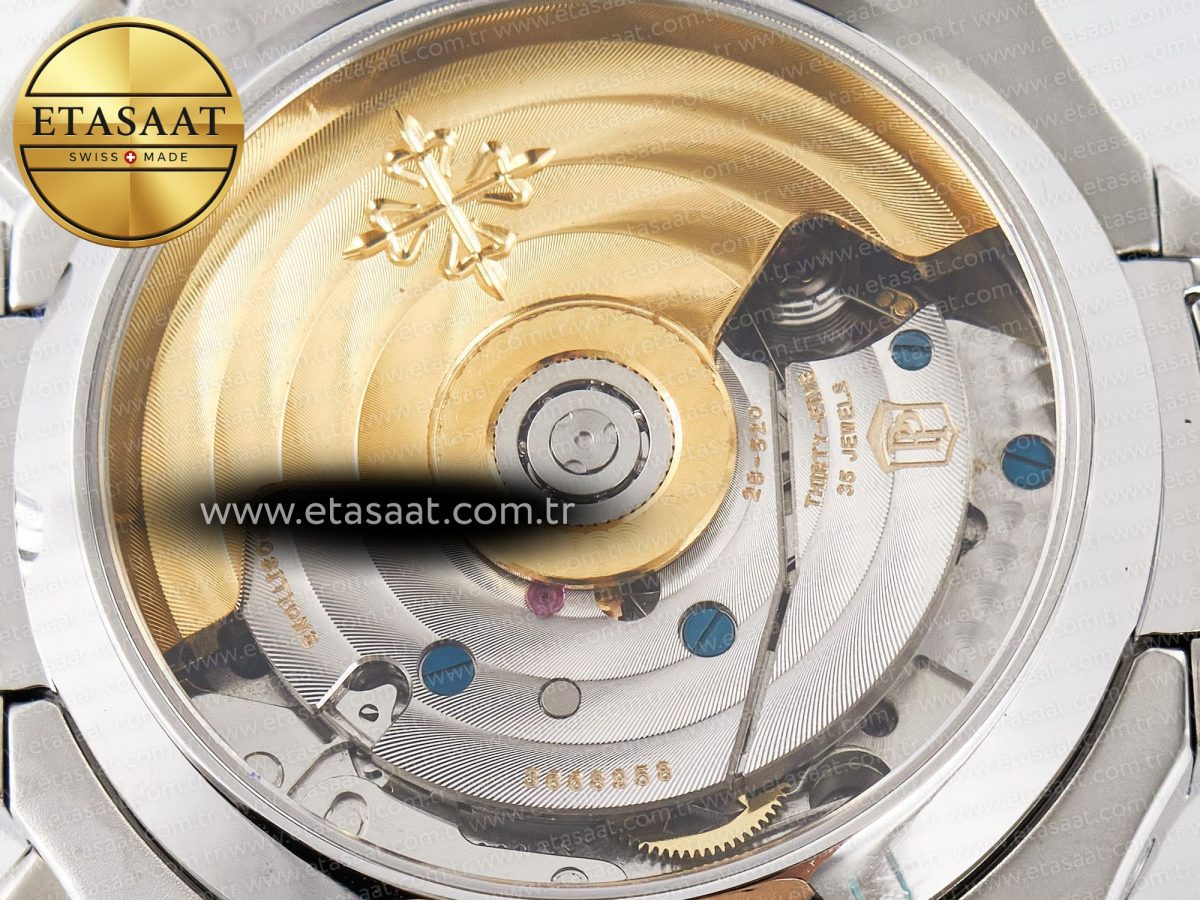Patek Philippe Nautilus 5980 SS White Dial on on Black Leather Strap A7750 - Görsel 19