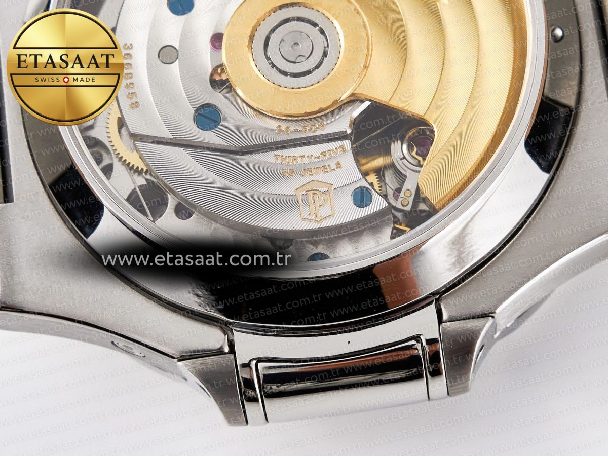 Patek Philippe Nautilus 5980 SS White Dial on on Black Leather Strap A7750 - Görsel 20