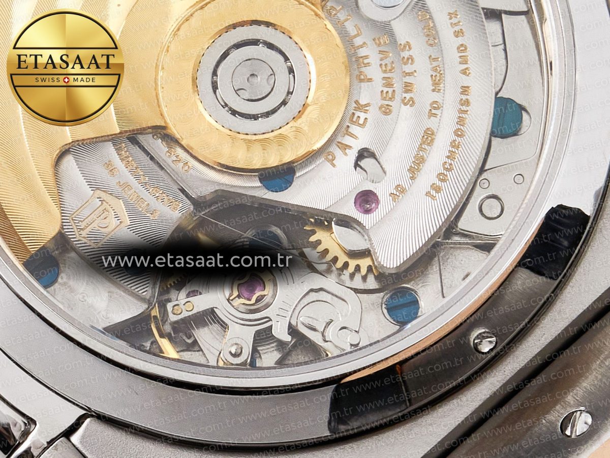 Patek Philippe Nautilus 5980 SS White Dial on on Black Leather Strap A7750 - Görsel 21
