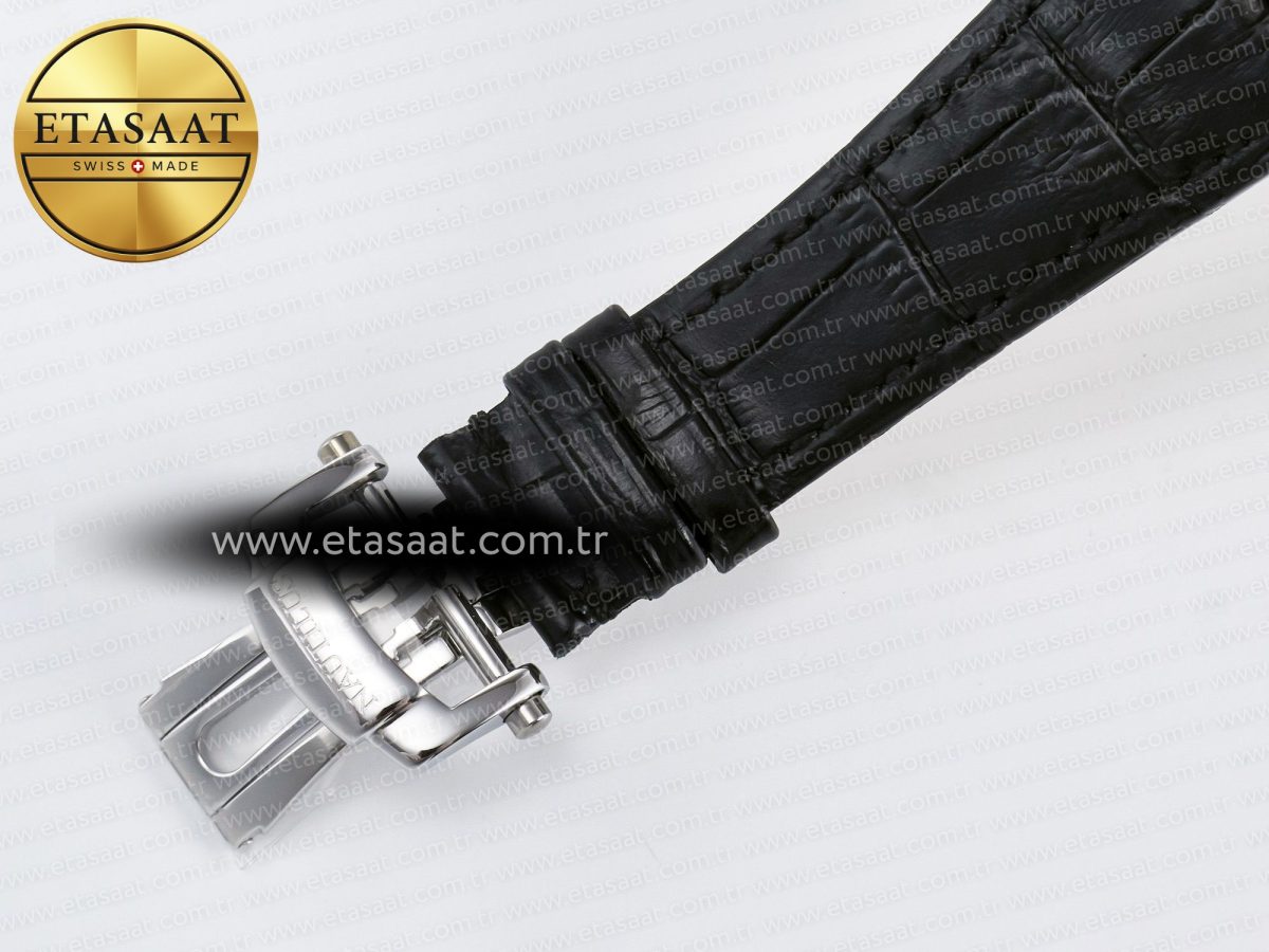 Patek Philippe Nautilus 5980 SS White Dial on on Black Leather Strap A7750 - Görsel 23