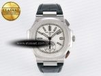 Patek Philippe Nautilus 5980 SS White Dial on on Black Leather Strap A7750 - Görsel 3