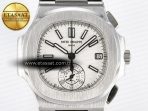 Patek Philippe Nautilus 5980 SS White Dial on on Black Leather Strap A7750 - Görsel 4