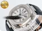 Patek Philippe Nautilus 5980 SS White Dial on on Black Leather Strap A7750 - Görsel 6