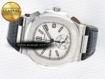 Patek Philippe Nautilus 5980 SS White Dial on on Black Leather Strap A7750 - Görsel 9