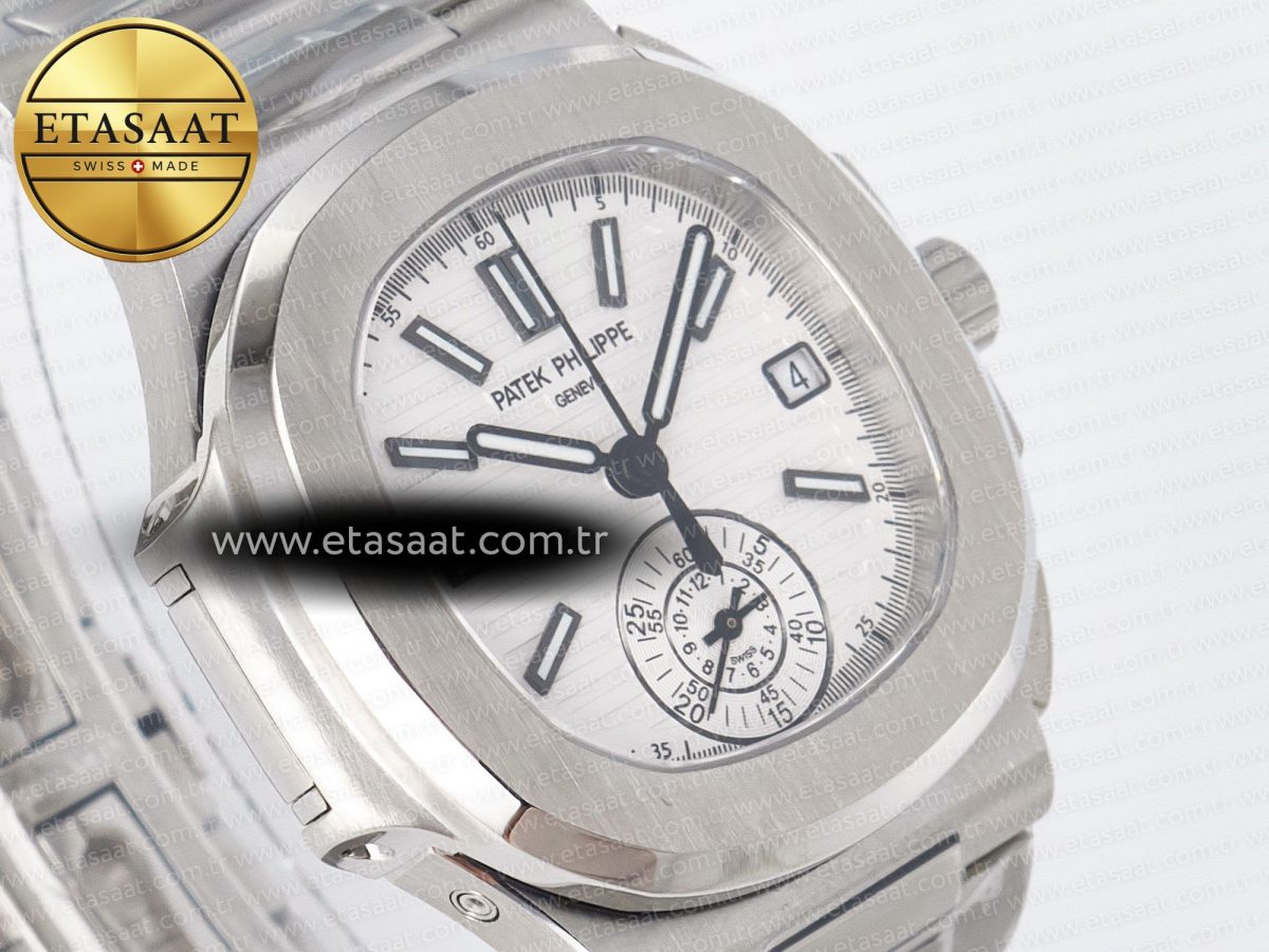 Patek Philippe Nautilus 5980 SS White Dial on SS Bracelet A7750 - Görsel 5