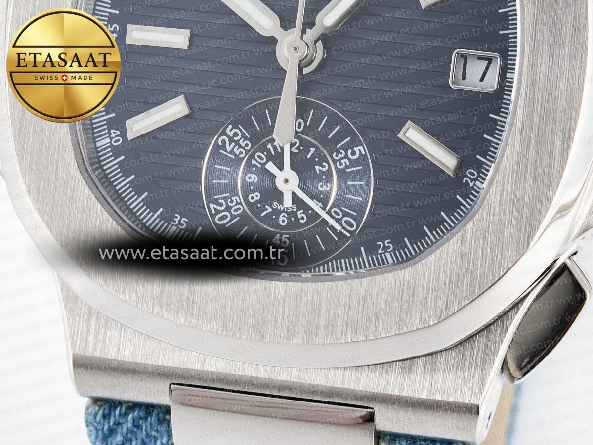 Nautilus 5980 SS 3KF Best Edition Blue Dial on Blue Braided Strap A7750 - Görsel 12