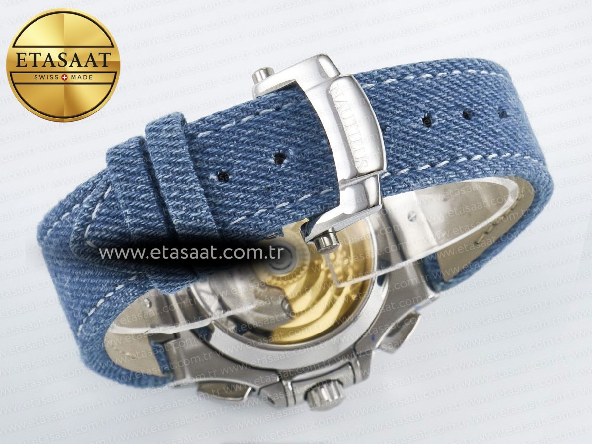 Nautilus 5980 SS 3KF Best Edition Blue Dial on Blue Braided Strap A7750 - Görsel 15