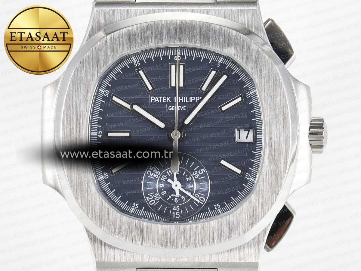 Nautilus 5980 SS 3KF Best Edition Blue Dial on Blue Braided Strap A7750 - Görsel 4