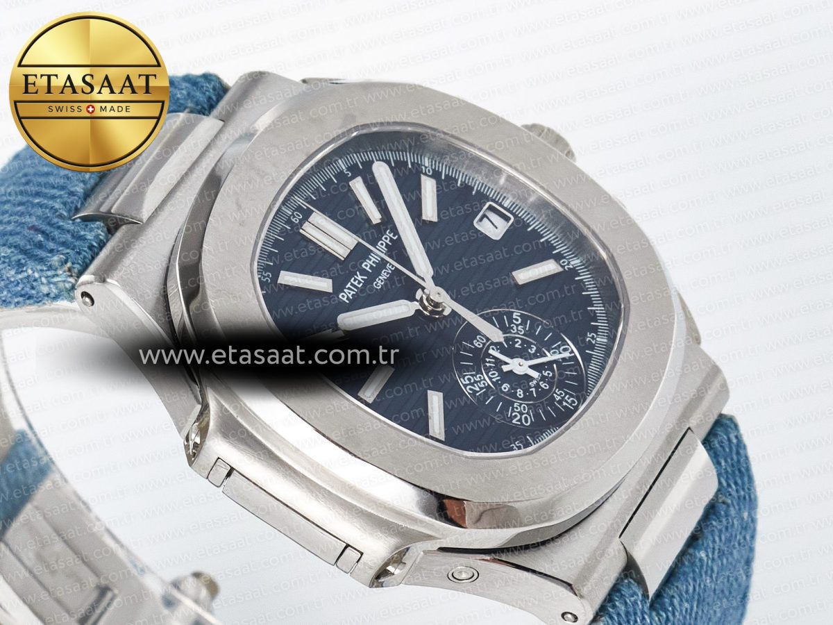 Nautilus 5980 SS 3KF Best Edition Blue Dial on Blue Braided Strap A7750 - Görsel 7
