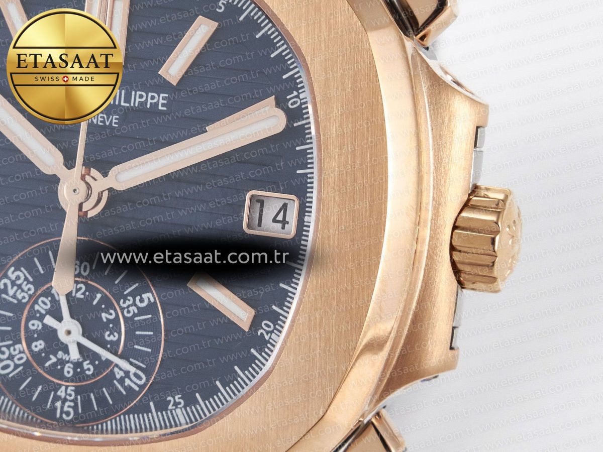 Nautilus 5980 SS/RG 3KF 1:1 Best Edition Blue Dial on SS/RG Bracelet A7750 mod to PP.CH28-520 - Görsel 11