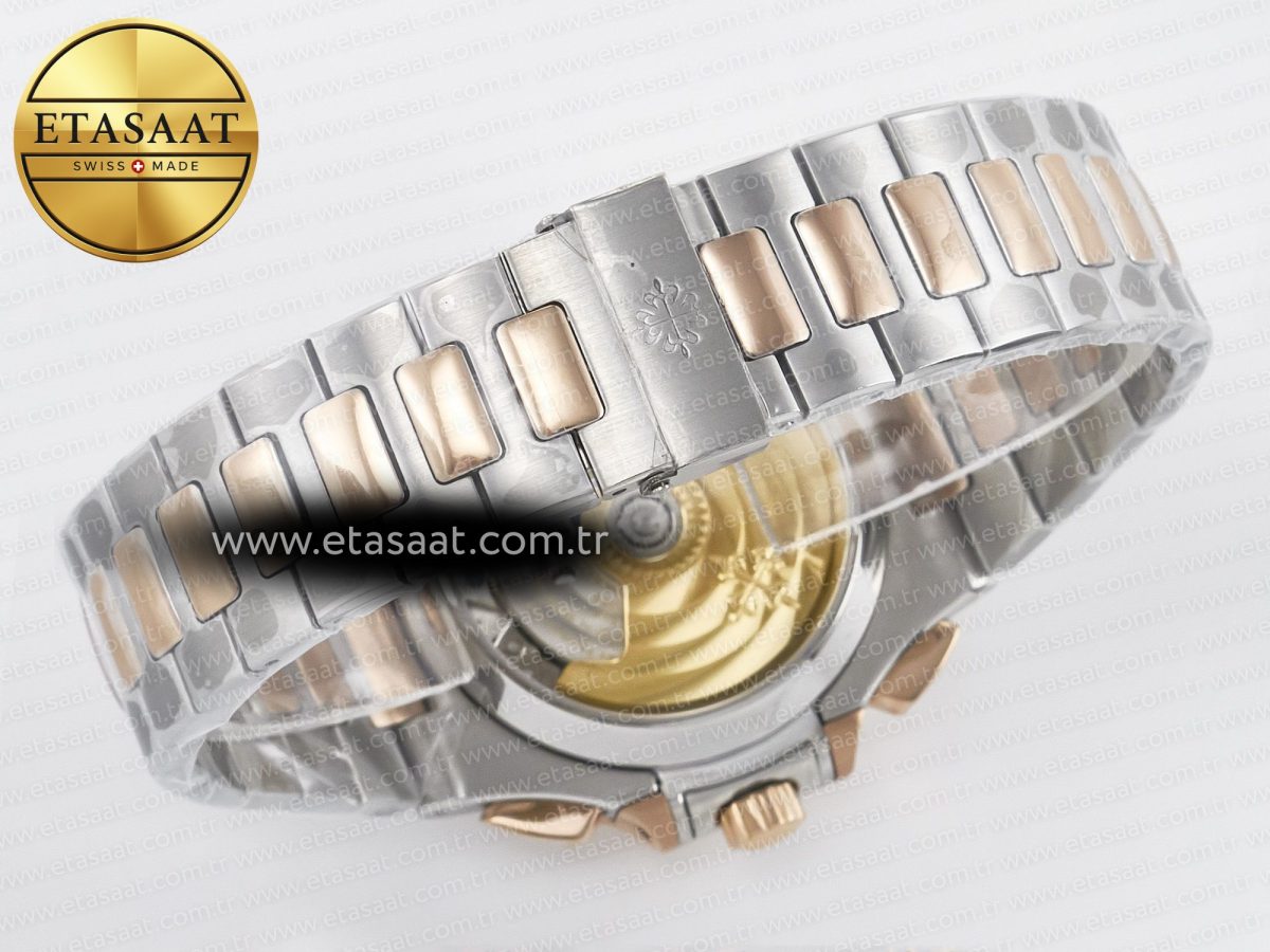 Nautilus 5980 SS/RG 3KF 1:1 Best Edition Blue Dial on SS/RG Bracelet A7750 mod to PP.CH28-520 - Görsel 15