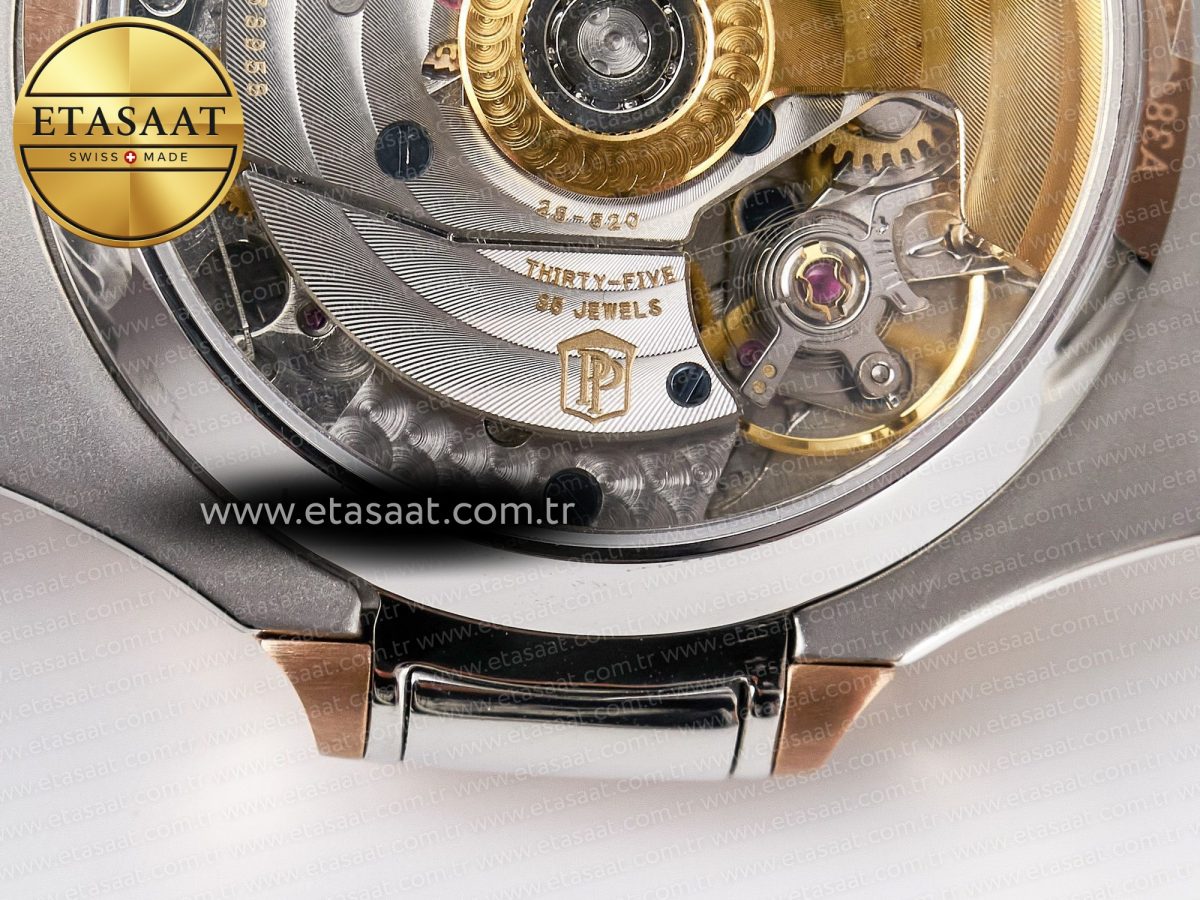 Nautilus 5980 SS/RG 3KF 1:1 Best Edition Blue Dial on SS/RG Bracelet A7750 mod to PP.CH28-520 - Görsel 18