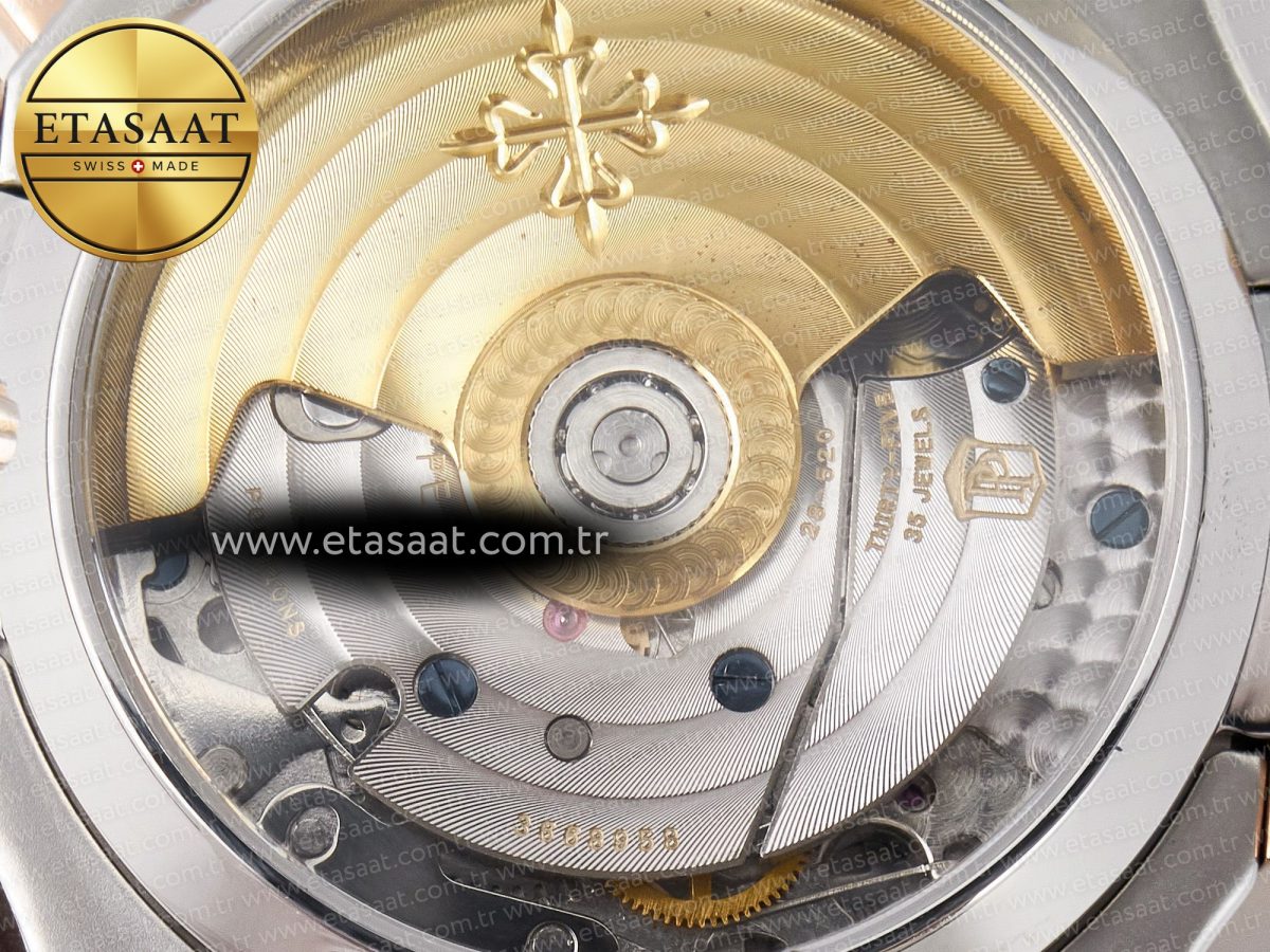 Nautilus 5980 SS/RG 3KF 1:1 Best Edition Blue Dial on SS/RG Bracelet A7750 mod to PP.CH28-520 - Görsel 19