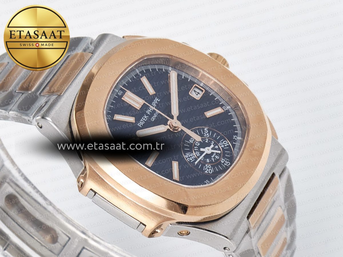 Nautilus 5980 SS/RG 3KF 1:1 Best Edition Blue Dial on SS/RG Bracelet A7750 mod to PP.CH28-520 - Görsel 7