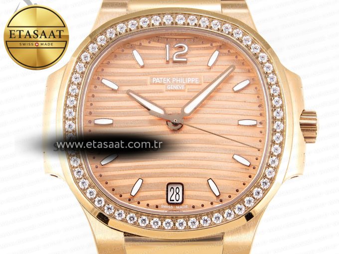 NAUTILUS 7118 LADIES RG PPF 1:1 BEST EDITION RG DIAL DIAMONDS BEZEL ON RG BRACELET 324CS - Görsel 4