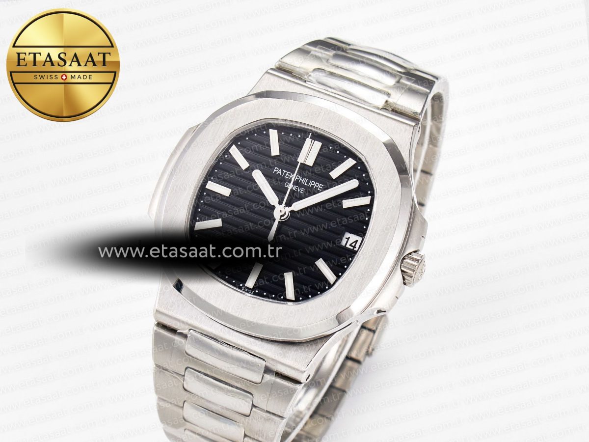 Nautilus Jumbo 5711 JJF 1:1 Best Edition Black Textured Dial On SS Bracelet A324 V3 - Görsel 2