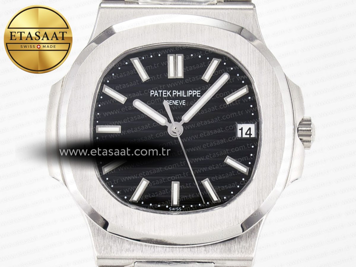 Nautilus Jumbo 5711 JJF 1:1 Best Edition Black Textured Dial On SS Bracelet A324 V3 - Görsel 4