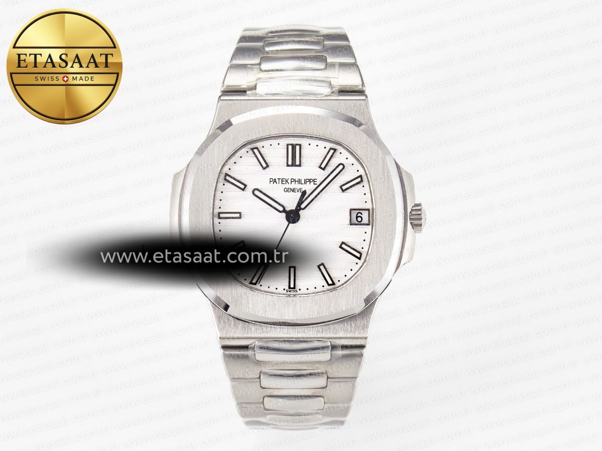 Nautilus Jumbo 5711 JJF 1:1 Best Edition White Textured Dial On SS Bracelet A324 V3 - Görsel 3