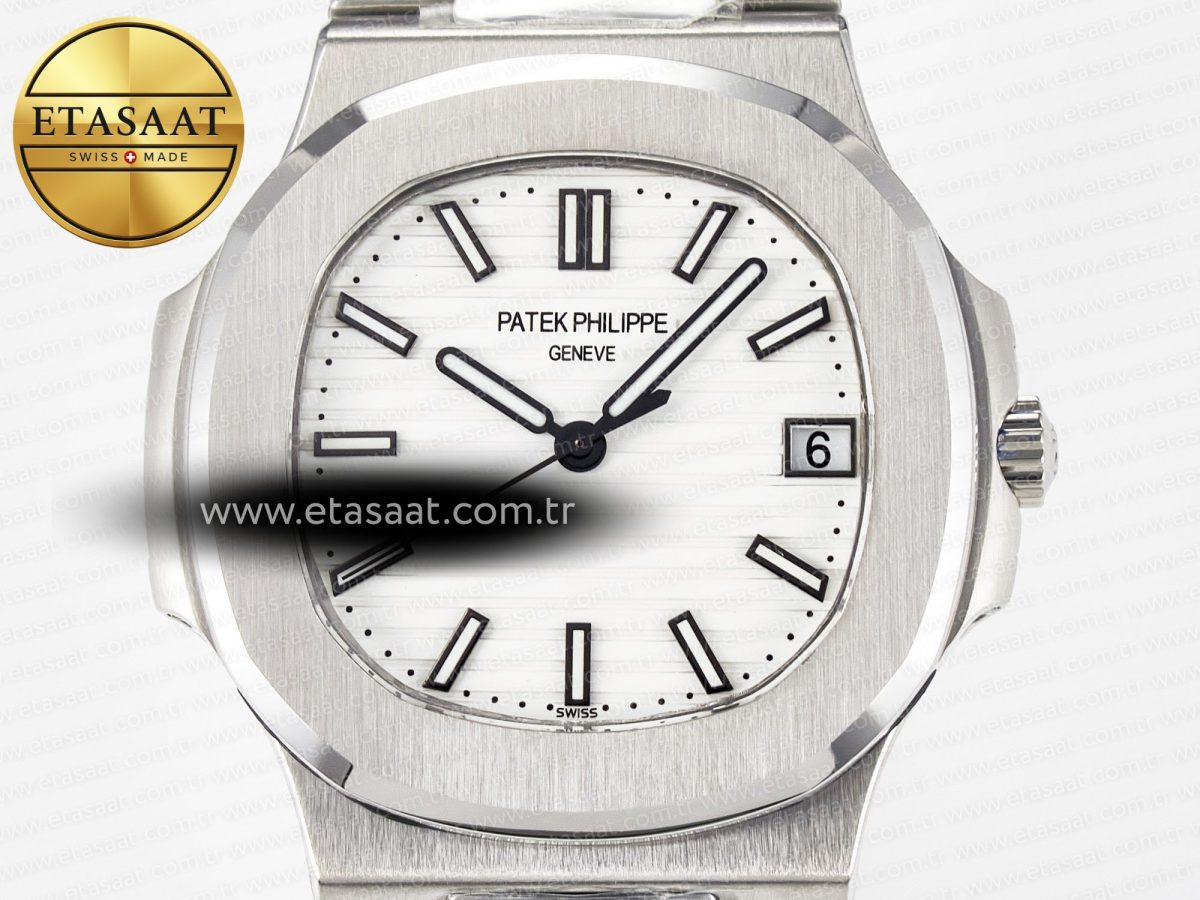 Nautilus Jumbo 5711 JJF 1:1 Best Edition White Textured Dial On SS Bracelet A324 V3 - Görsel 4