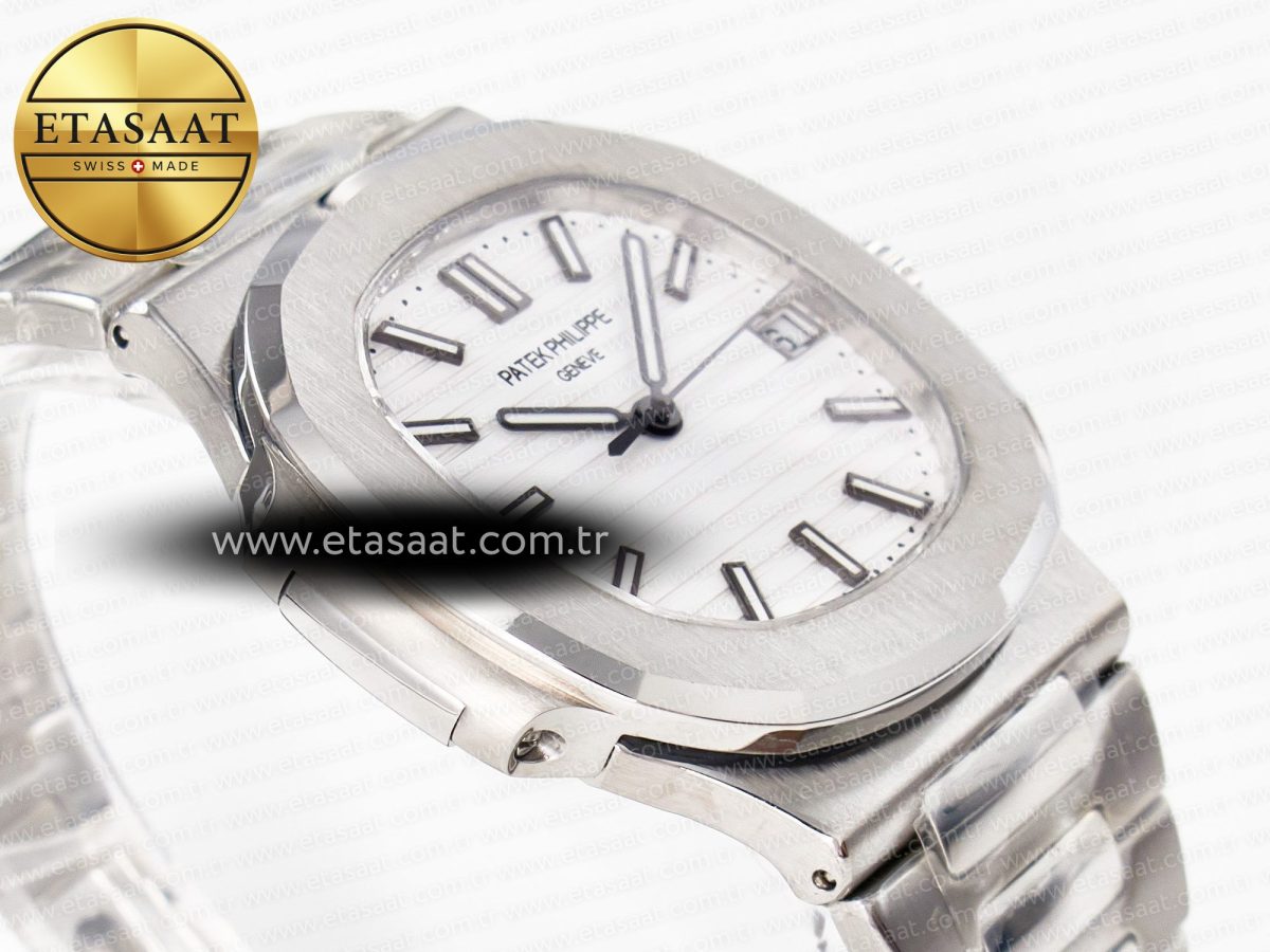 Nautilus Jumbo 5711 JJF 1:1 Best Edition White Textured Dial On SS Bracelet A324 V3 - Görsel 7