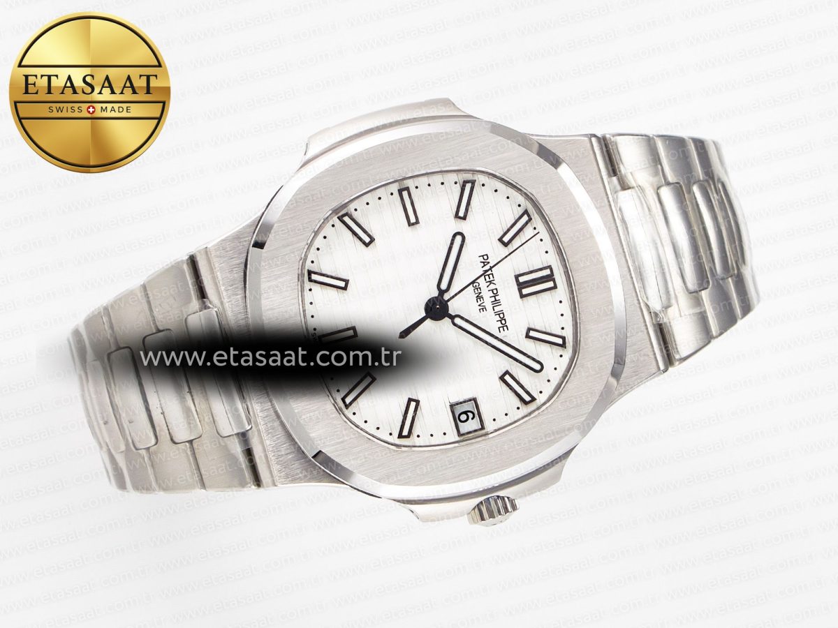 Nautilus Jumbo 5711 JJF 1:1 Best Edition White Textured Dial On SS Bracelet A324 V3 - Görsel 8