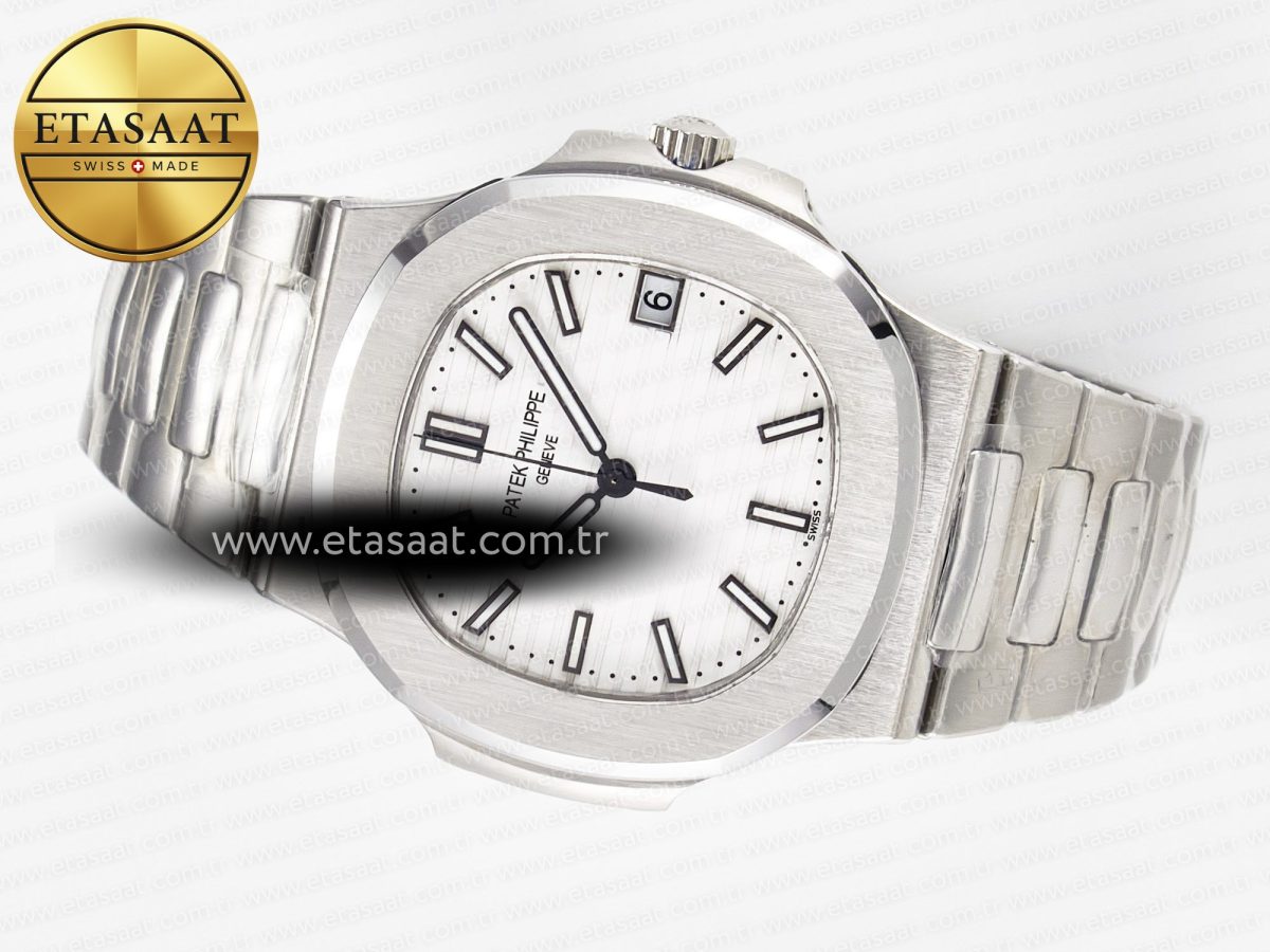 Nautilus Jumbo 5711 JJF 1:1 Best Edition White Textured Dial On SS Bracelet A324 V3 - Görsel 9