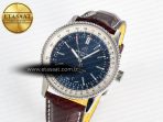 Navitimer 1 SS 41mm TF 1:1 Best Edition White Bezel Blue Dial on Brown Leather Strap A2824