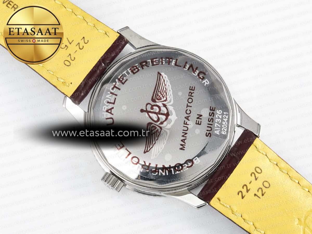 Navitimer 1 SS 41mm TF 1:1 Best Edition White Bezel Blue Dial on Brown Leather Strap A2824 - Görsel 15