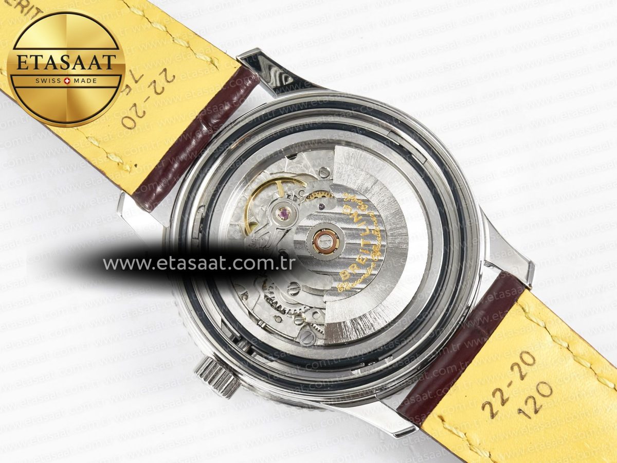 Navitimer 1 SS 41mm TF 1:1 Best Edition White Bezel Blue Dial on Brown Leather Strap A2824 - Görsel 17