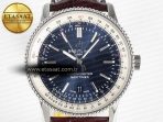 Navitimer 1 SS 41mm TF 1:1 Best Edition White Bezel Blue Dial on Brown Leather Strap A2824 - Görsel 4