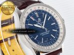 Navitimer 1 SS 41mm TF 1:1 Best Edition White Bezel Blue Dial on Brown Leather Strap A2824 - Görsel 5