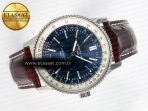 Navitimer 1 SS 41mm TF 1:1 Best Edition White Bezel Blue Dial on Brown Leather Strap A2824 - Görsel 8