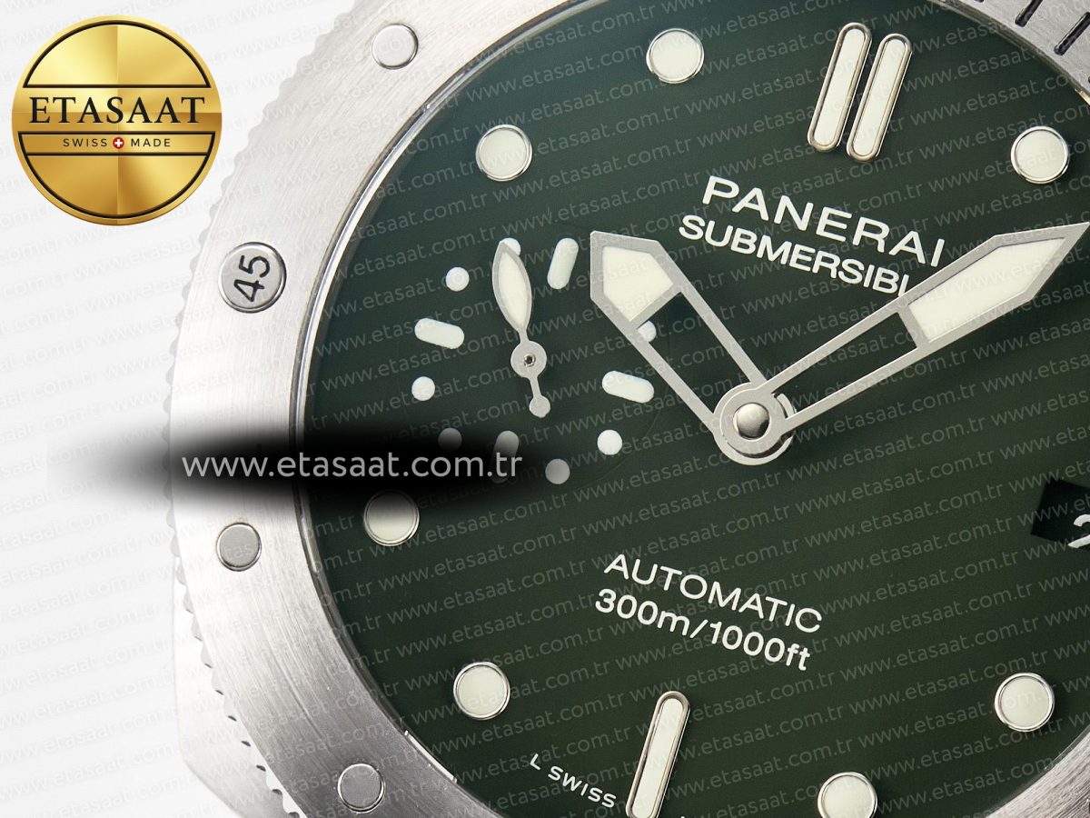 PAM1055 Luminor Submersible 42mm Verde Militare VSF 1:1 Best Edition on Green Rubber Strap P.900 Clone - Görsel 10