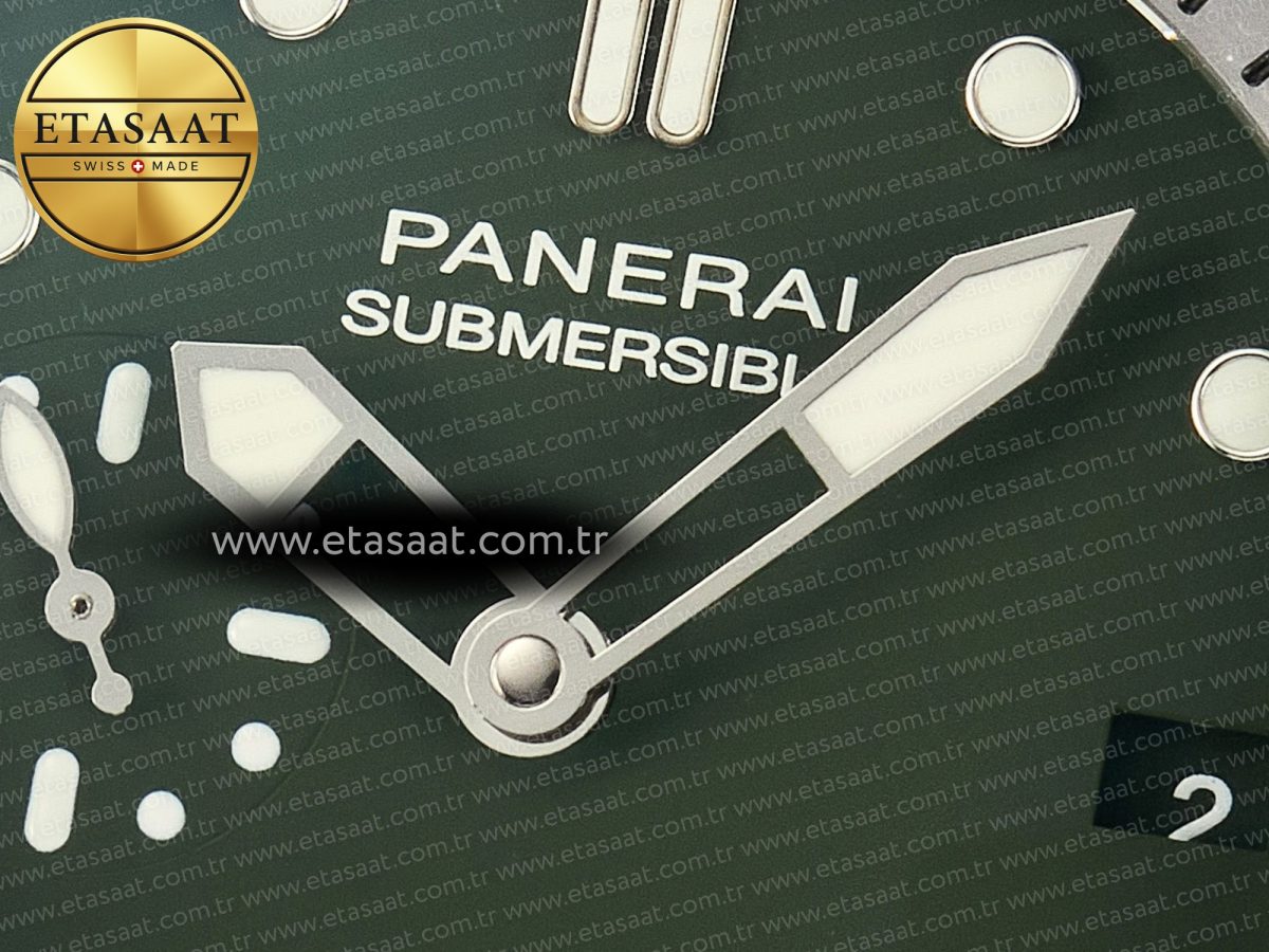 PAM1055 Luminor Submersible 42mm Verde Militare VSF 1:1 Best Edition on Green Rubber Strap P.900 Clone - Görsel 12